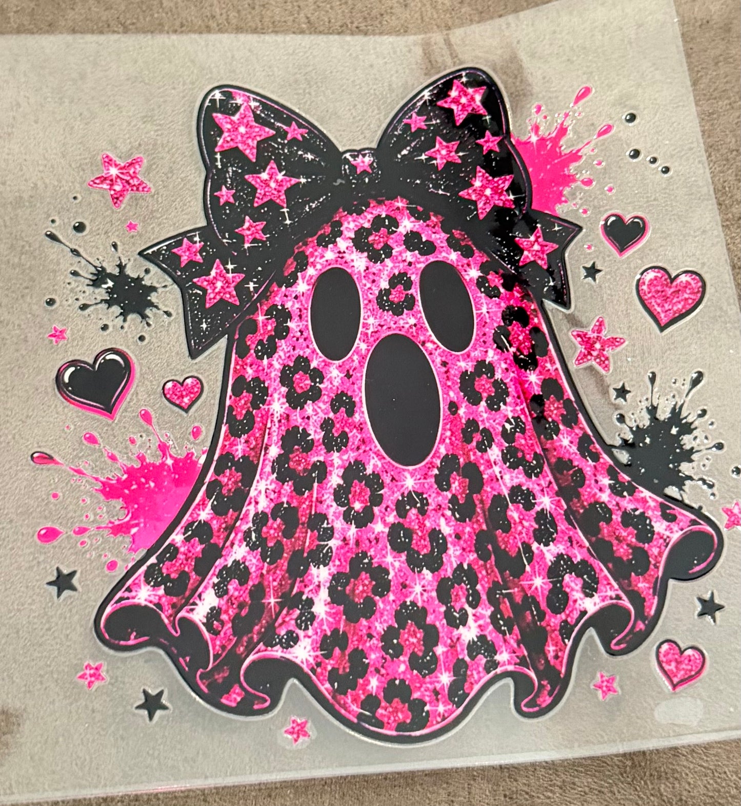 Pink and black ghost decal