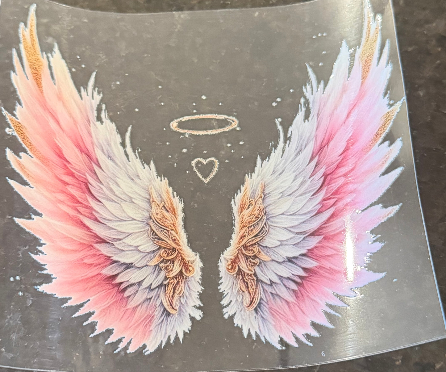 Pink white gold angel wings