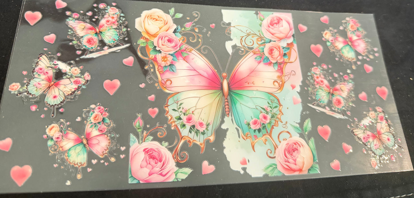 Pink & teal butterfly