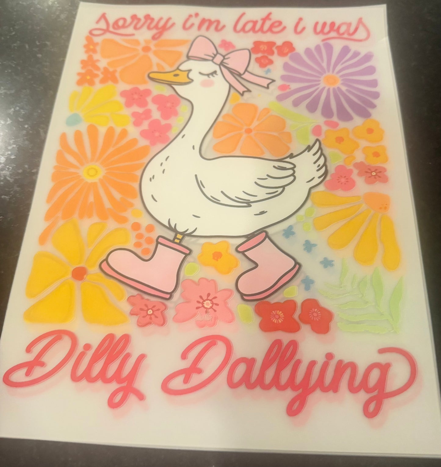 Sorry I’m late I was dilly dallying