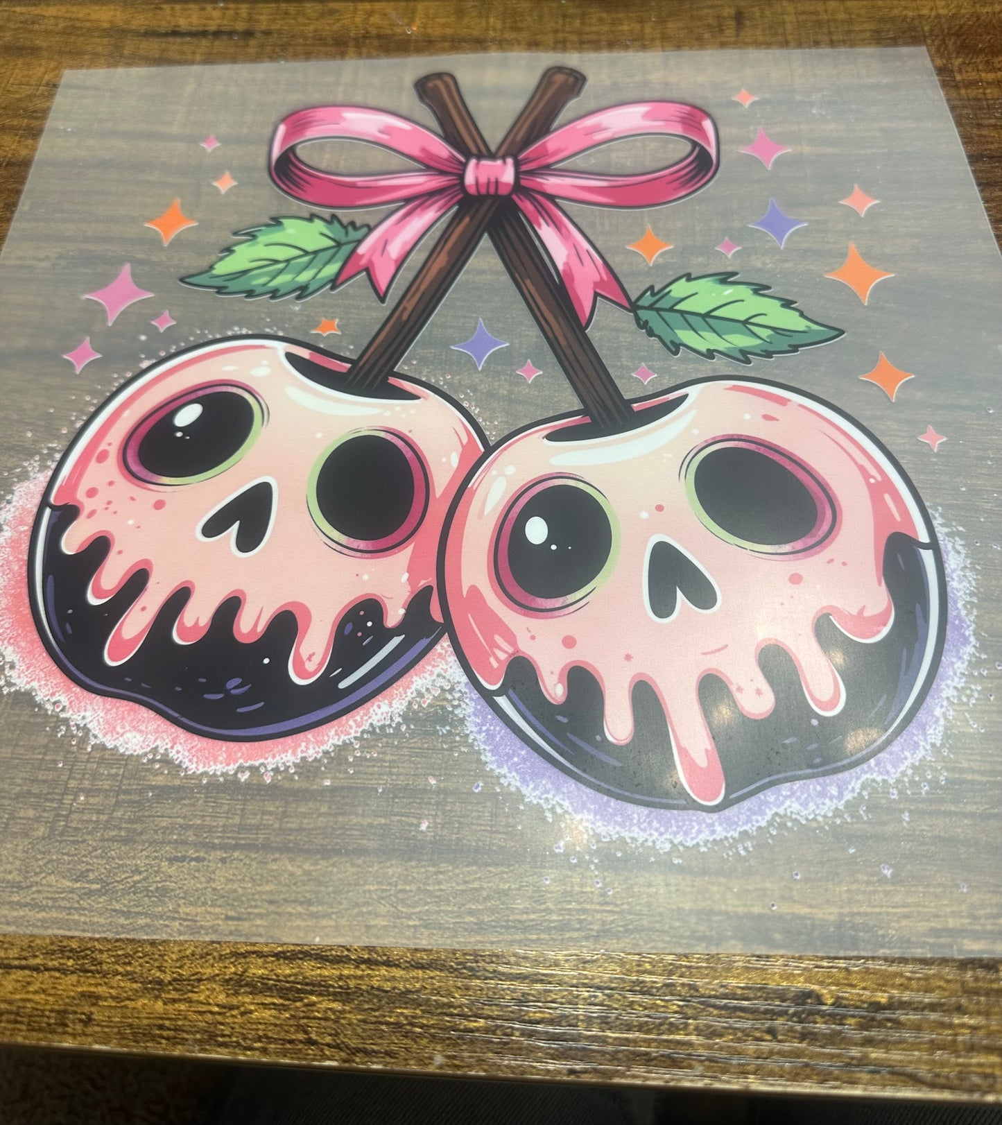 Spooky apple bow transfer