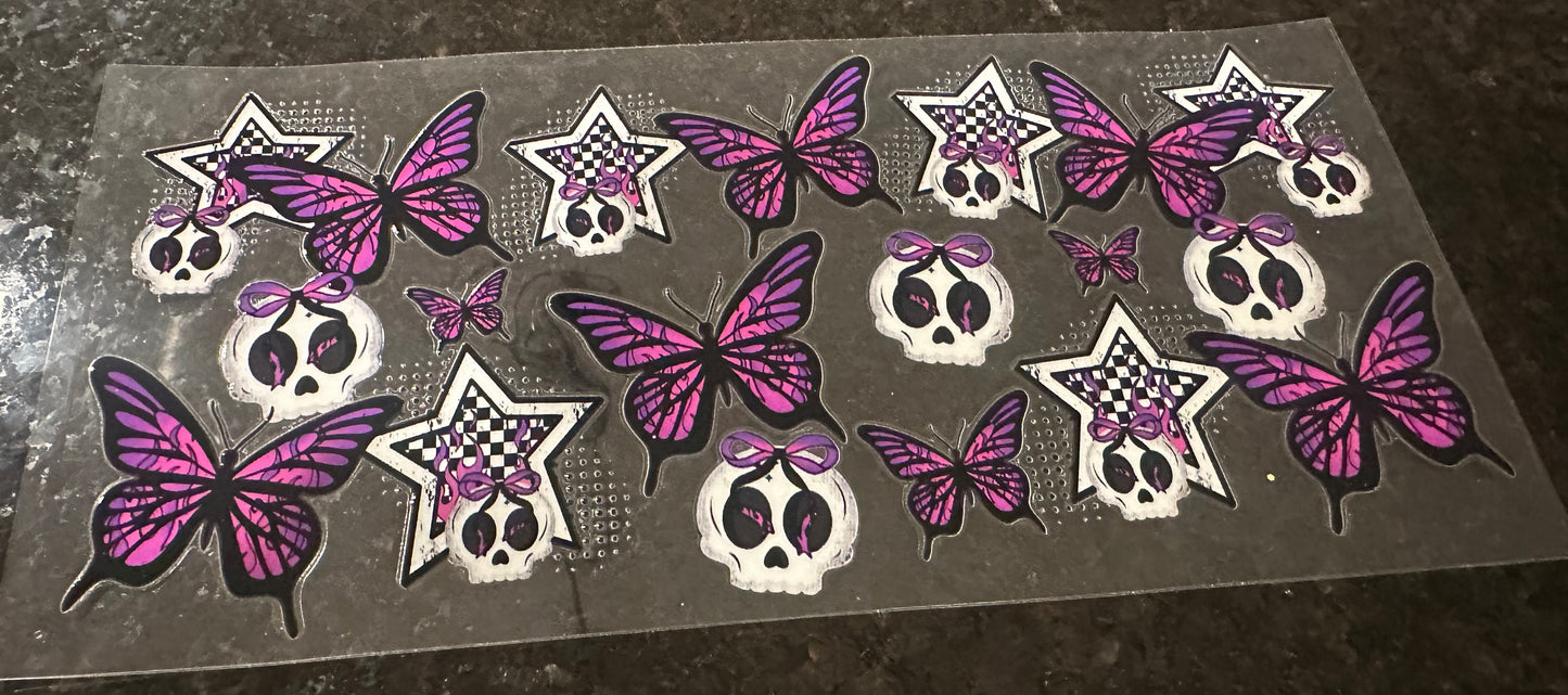Skulls & purple butterfly