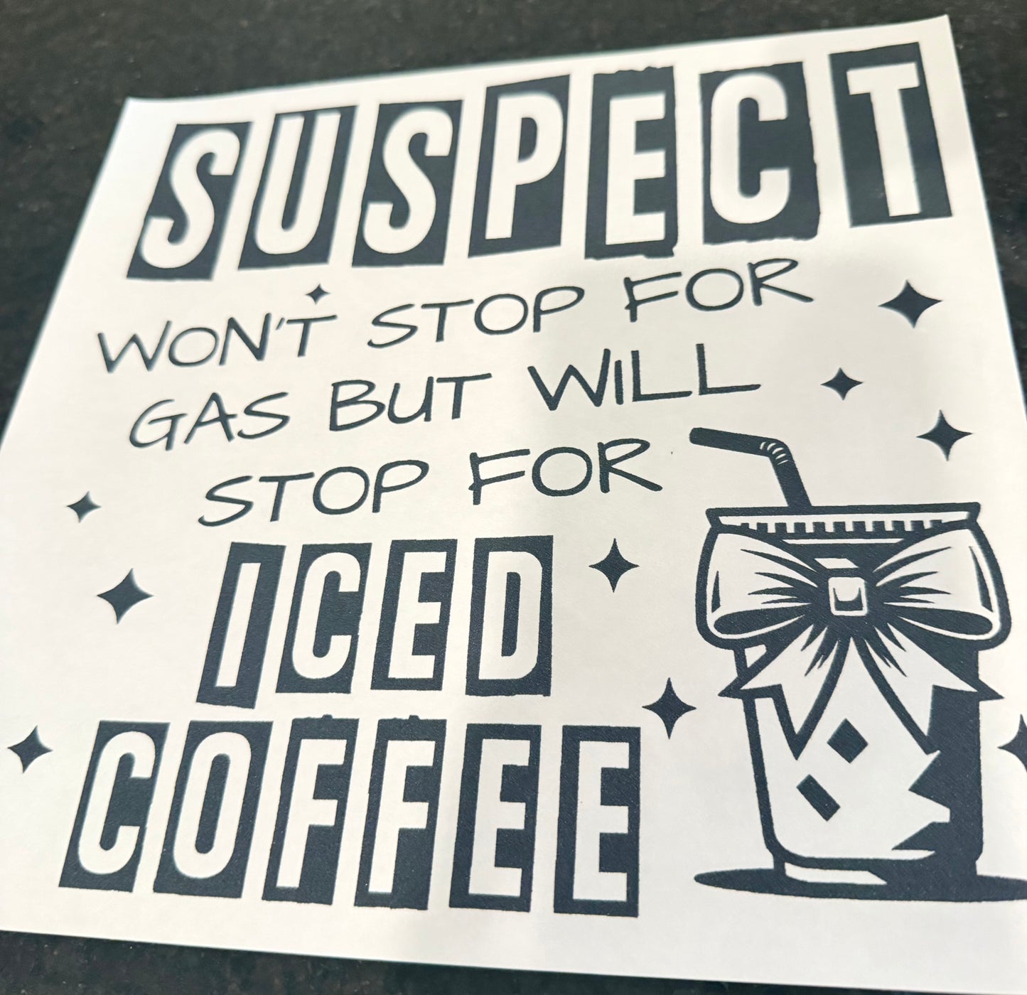 Suspect won’t stop for gas but will stop for iced coffee