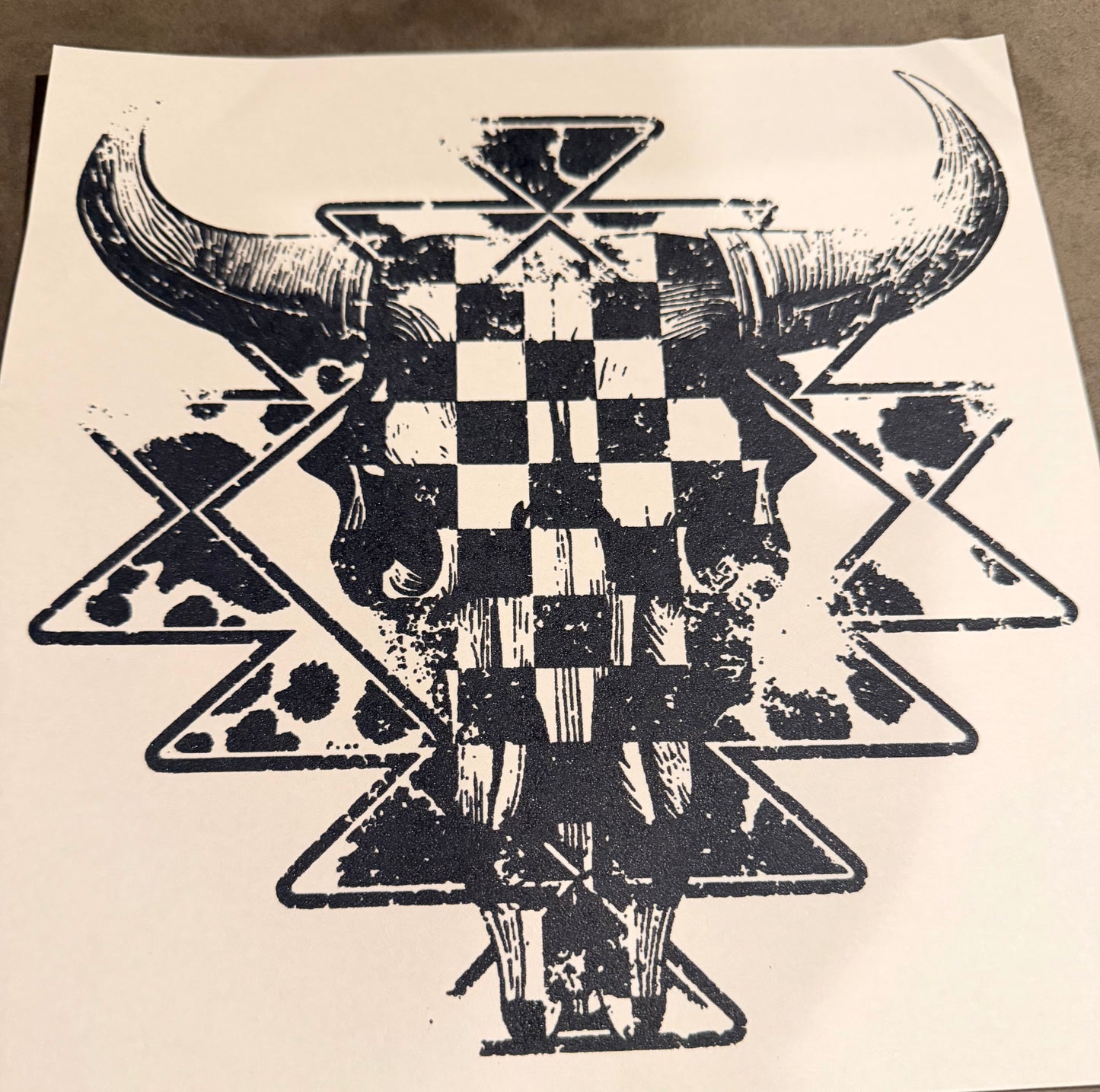 Aztec checkered skull