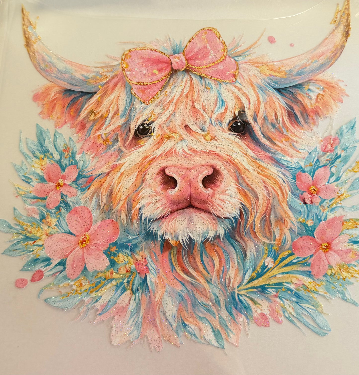 Floral pink cow