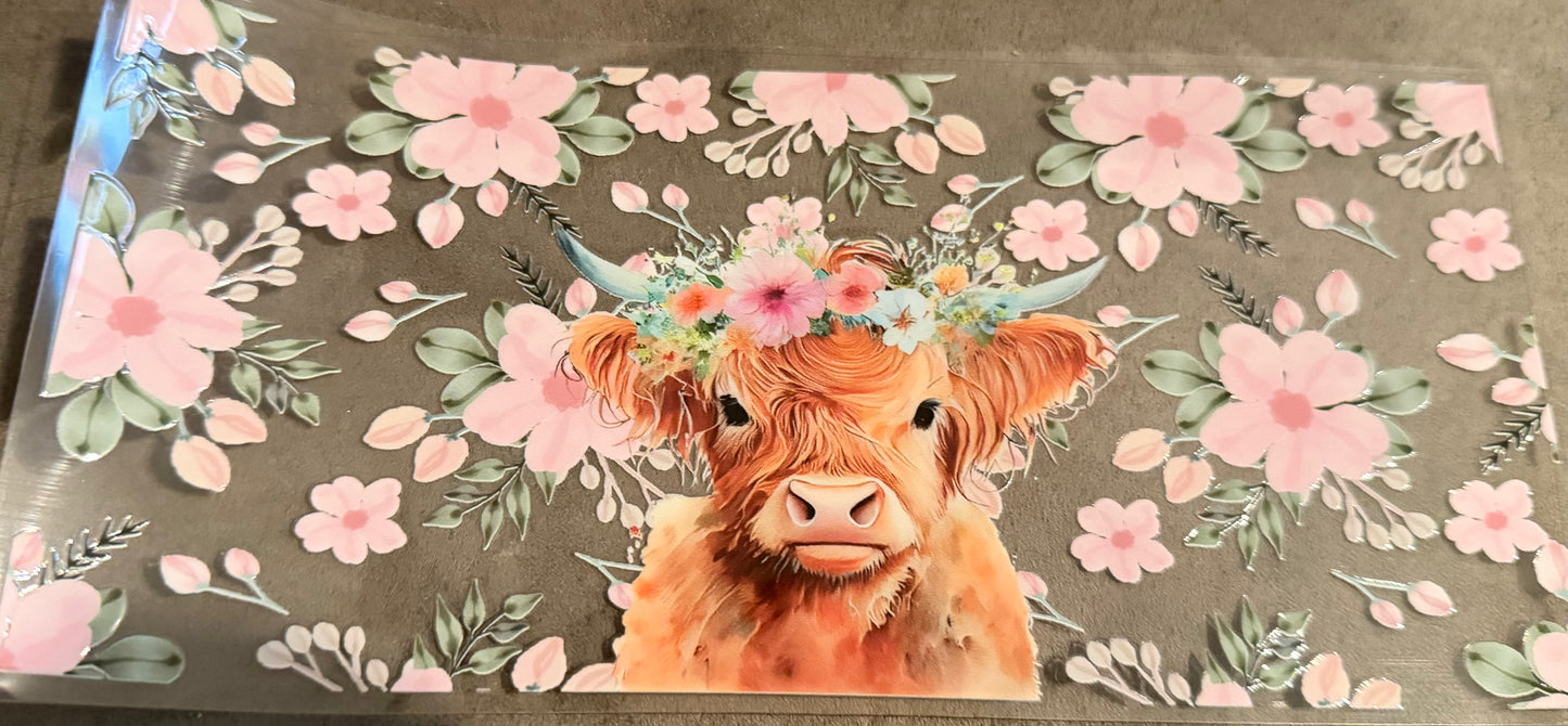 Pink floral cow