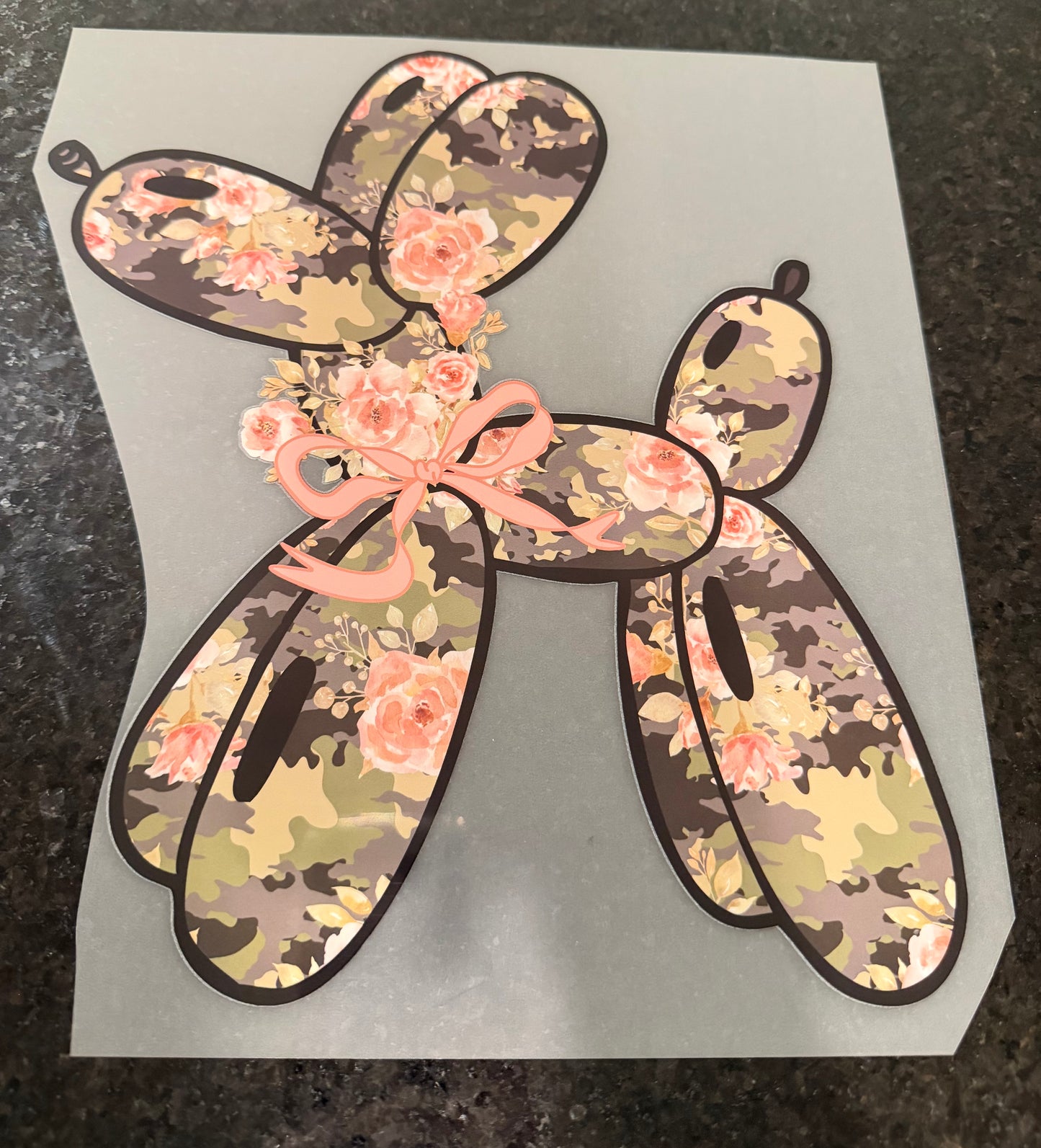 Camo floral balloon dog