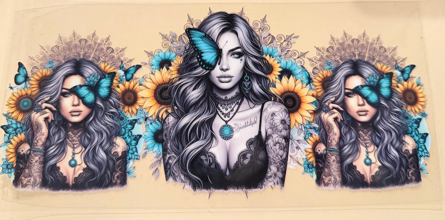 Pretty girl with sunflowers