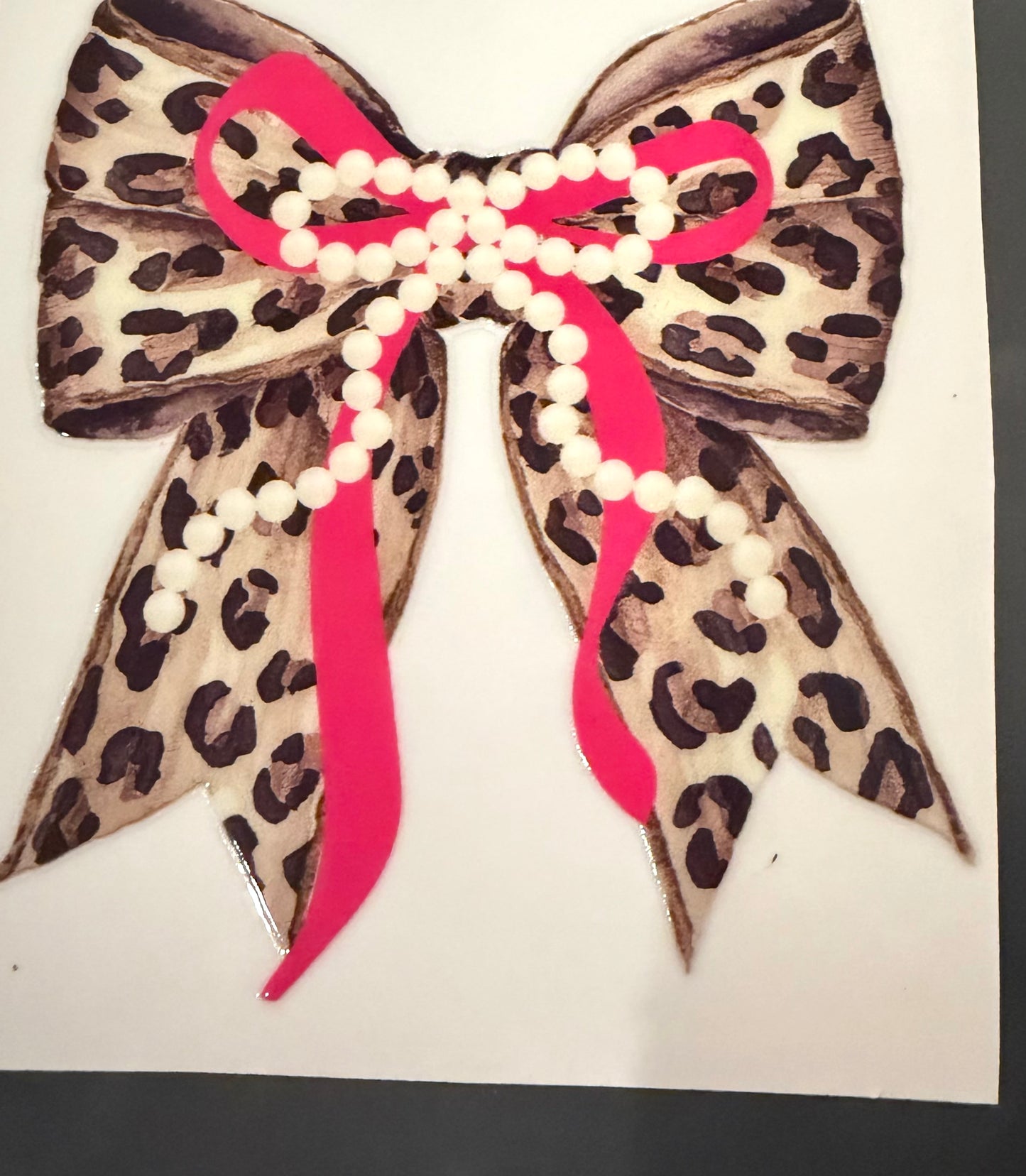Leopard pearl pink bow