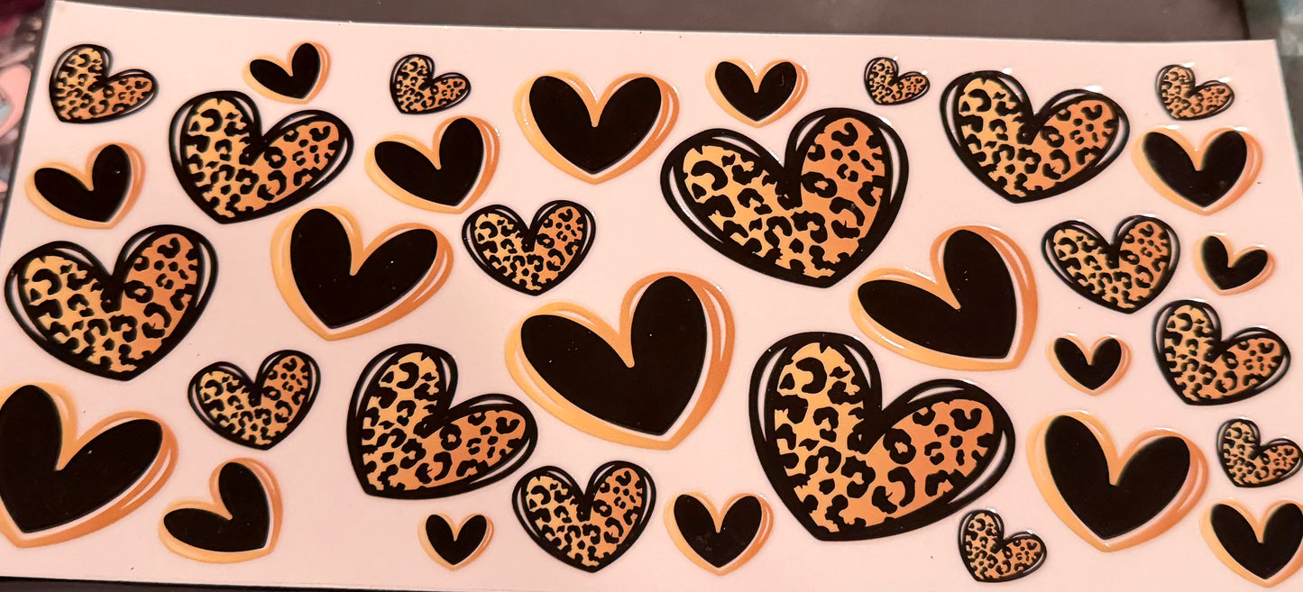 Leopard print hearts
