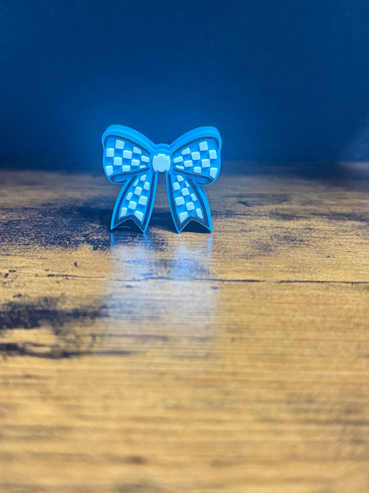 Blue checkered bow