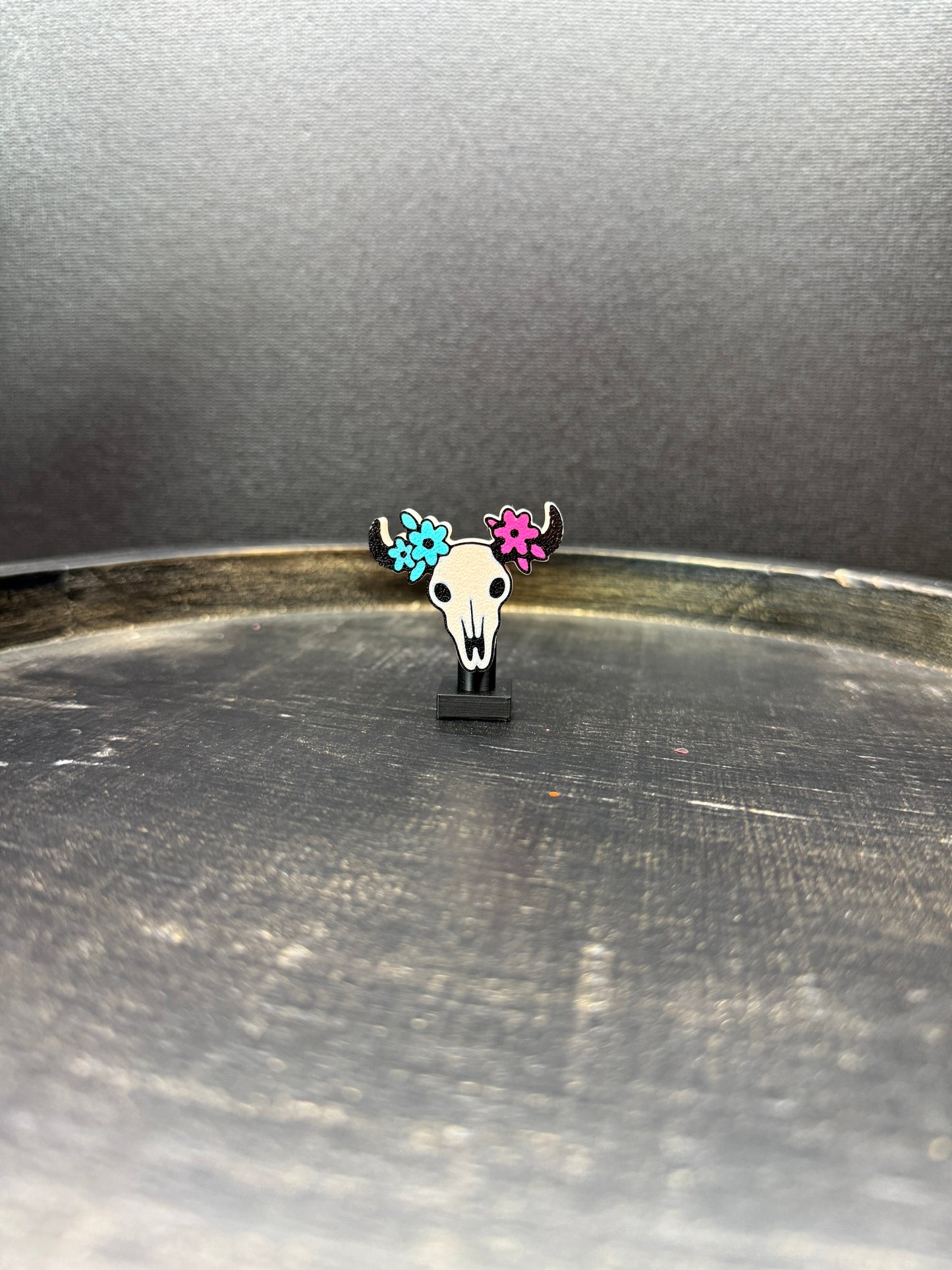 Cow Skull with Flowers Topper