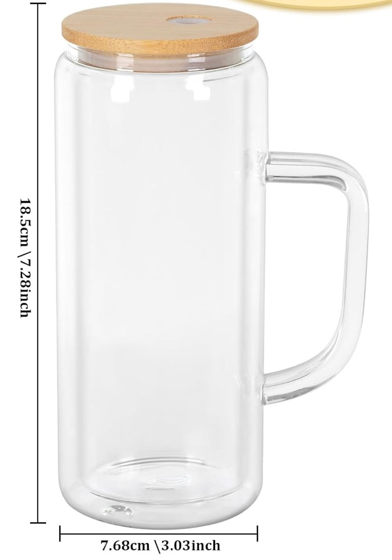 20 oz Glass Snow Globe Cup with Handle (NO DRY)