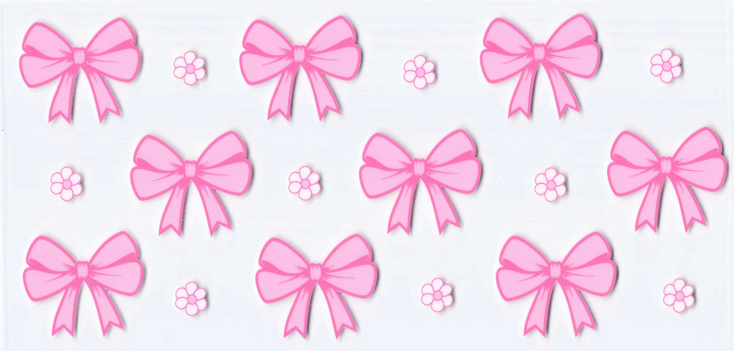 Pink bows white flowers 2