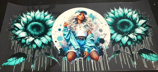 Teal sunflower baddie