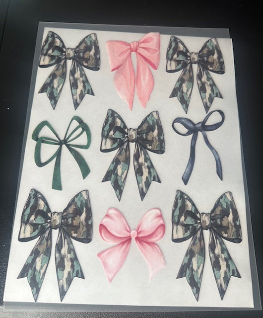 Pink and Camo bows Transfer