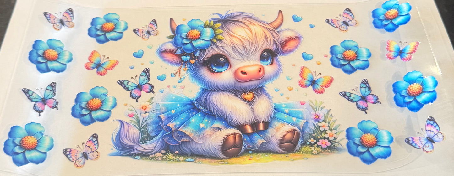 Cow blue tutu and flowers