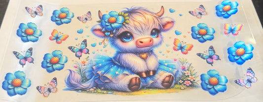 Cow blue tutu and flowers