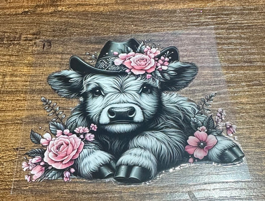 Pink cowgirl cow decal