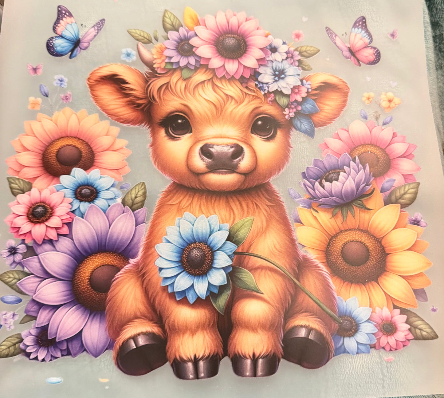 Cow colorful flowers