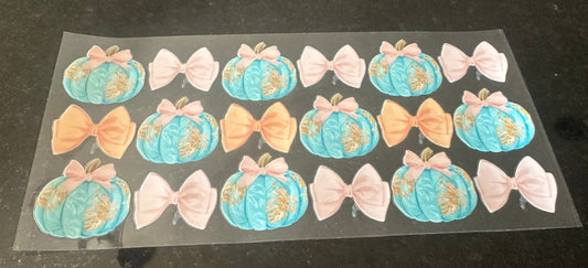 Teal pumpkins and pink bows wrap ￼