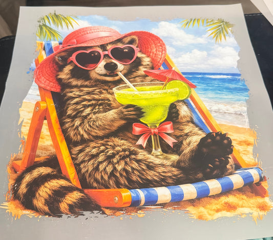 Raccoon sipping marg
