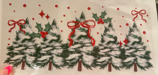 Christmas trees with snow