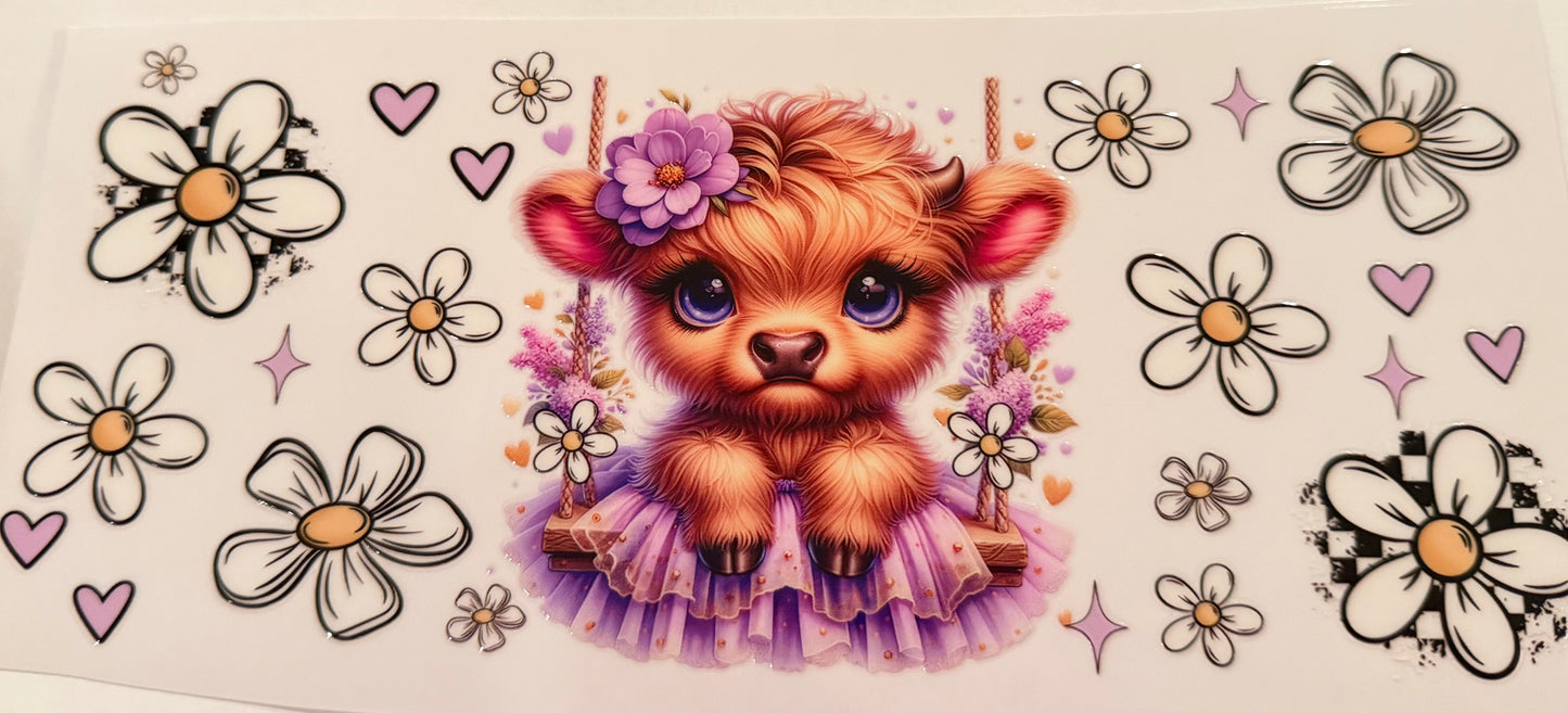 Cow purple tutu on swing