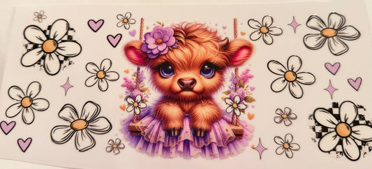 Cow purple tutu on swing