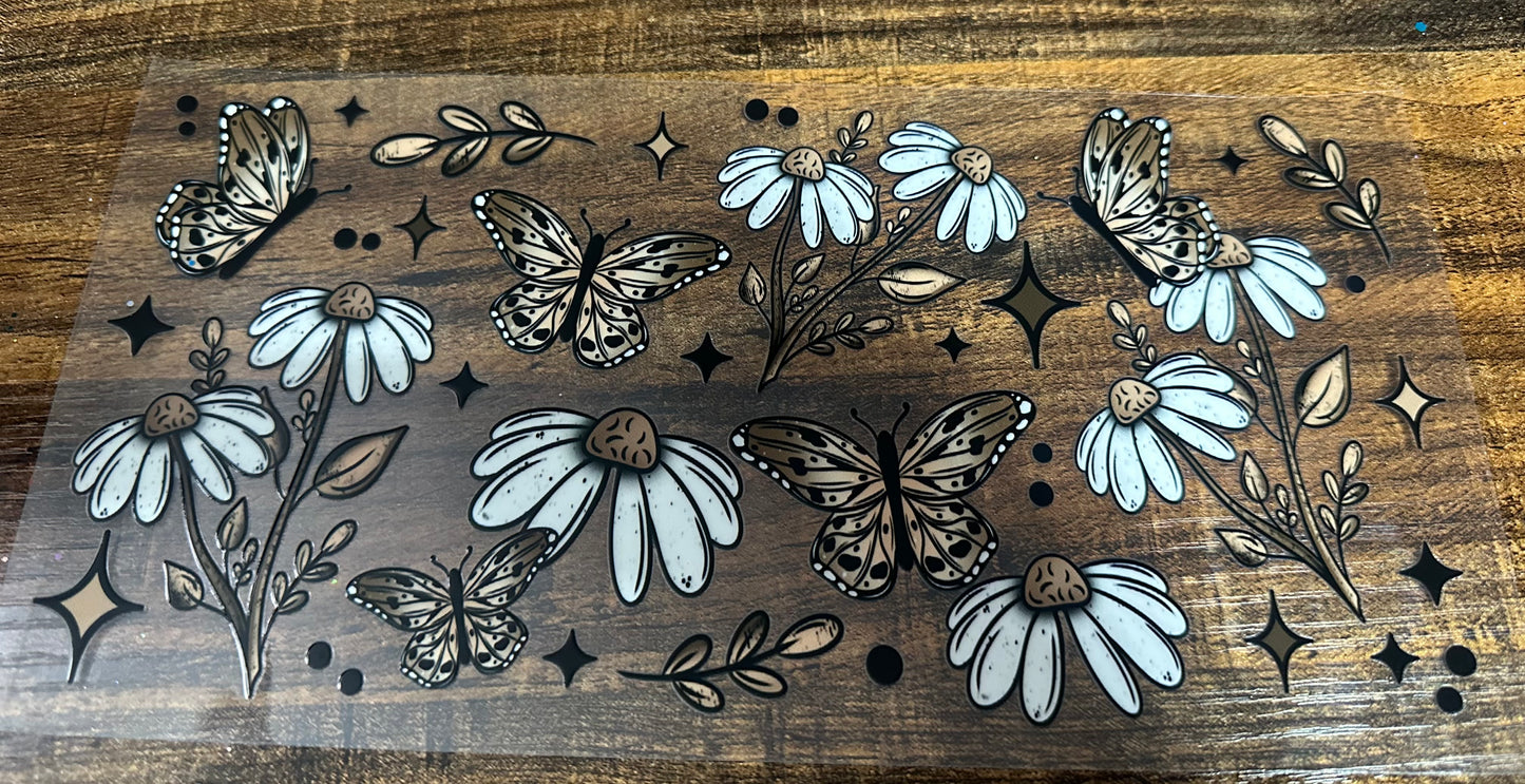 Butterfly and daisies