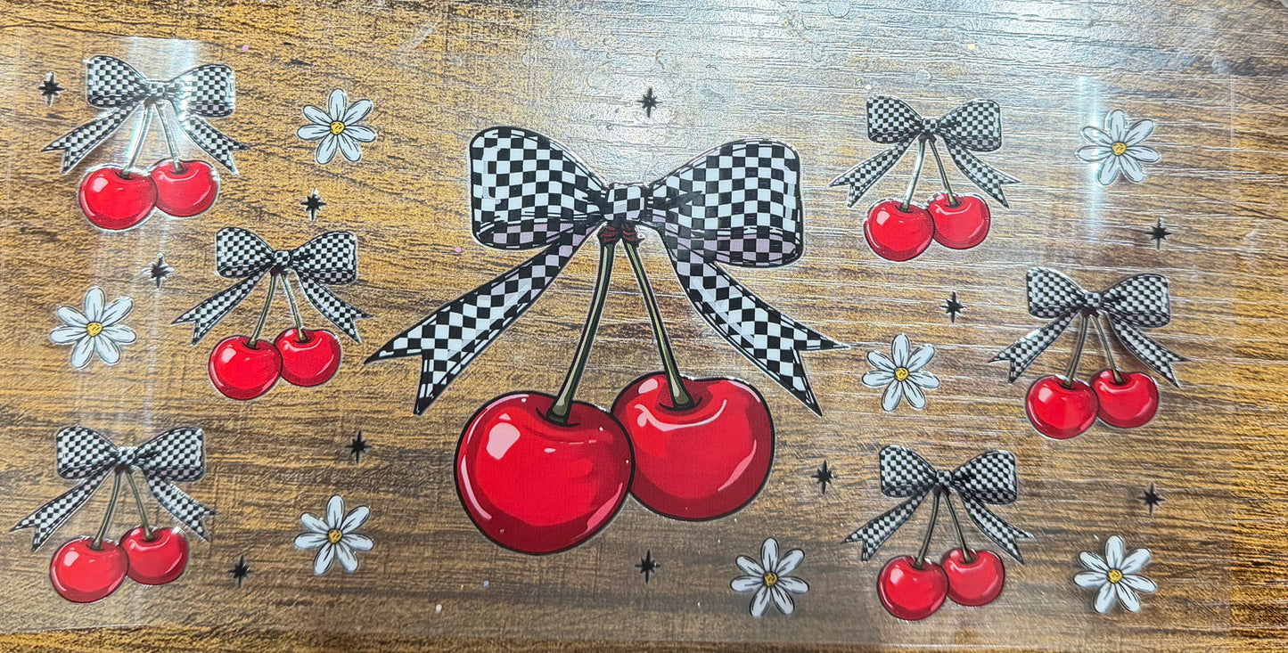 Checkered cherry bow