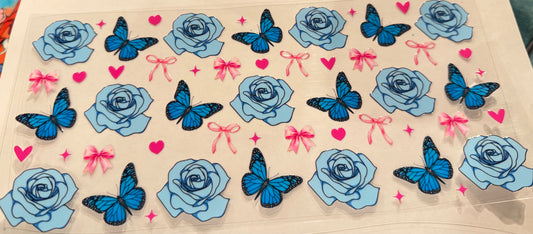 Blue butterflies flowers ￼