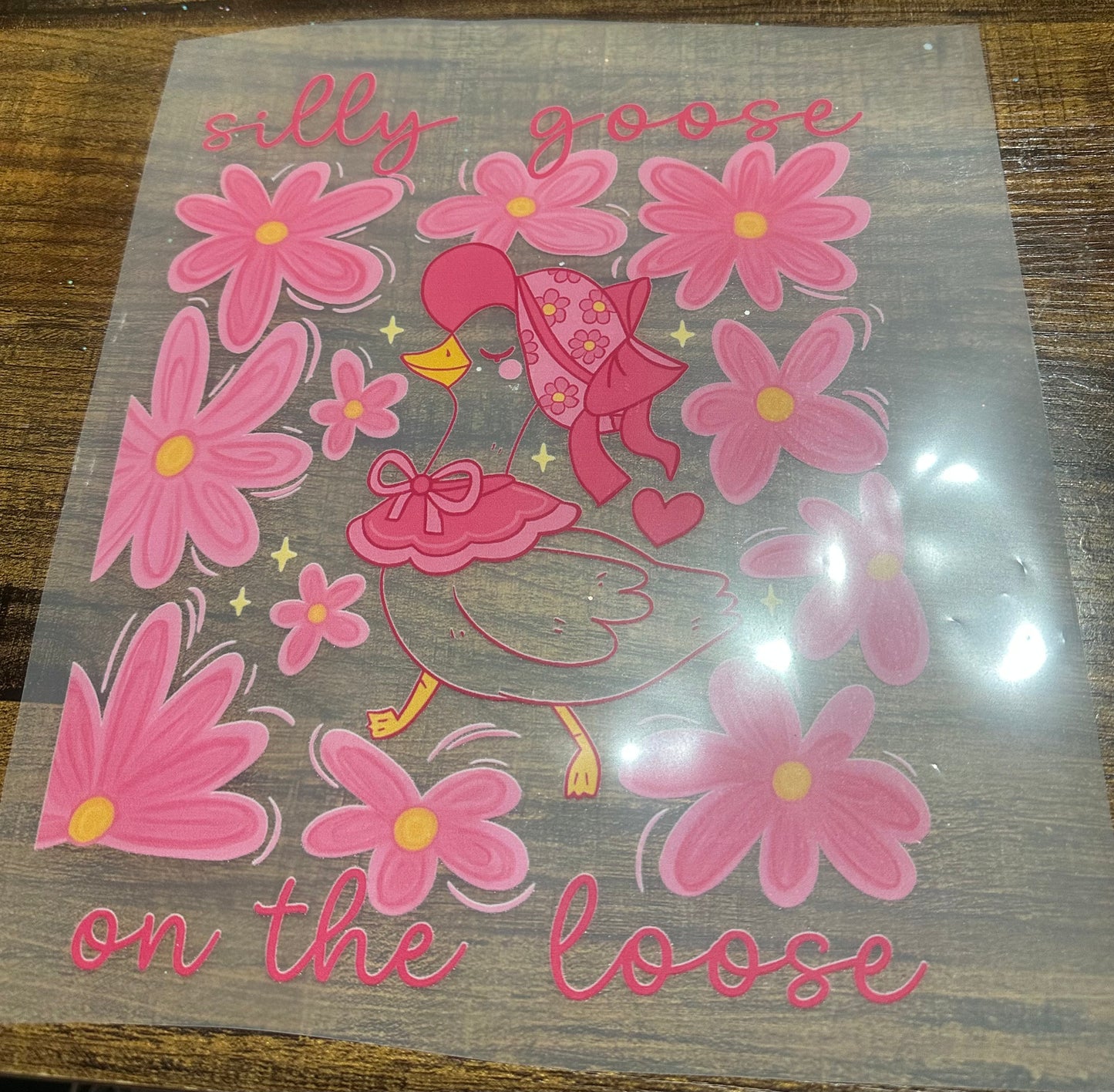 Pink silly goose on the loose transfer