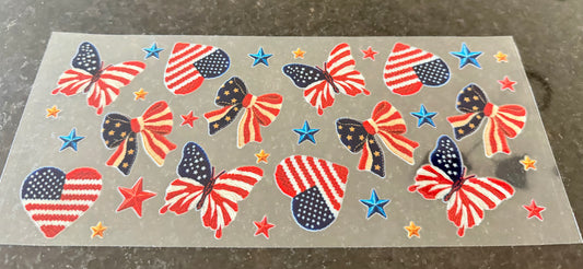 American flag Bows, hearts, and butterflies ￼