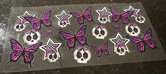 Skulls & purple butterfly