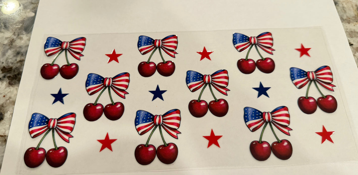 American flag cherry bows