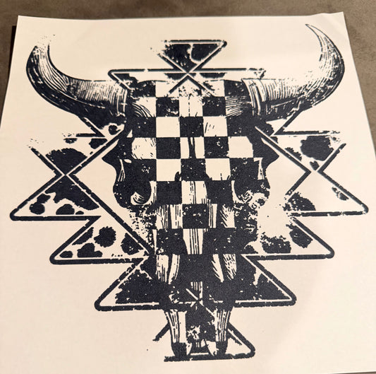 Aztec checkered skull￼