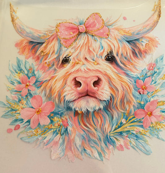 Floral pink cow
