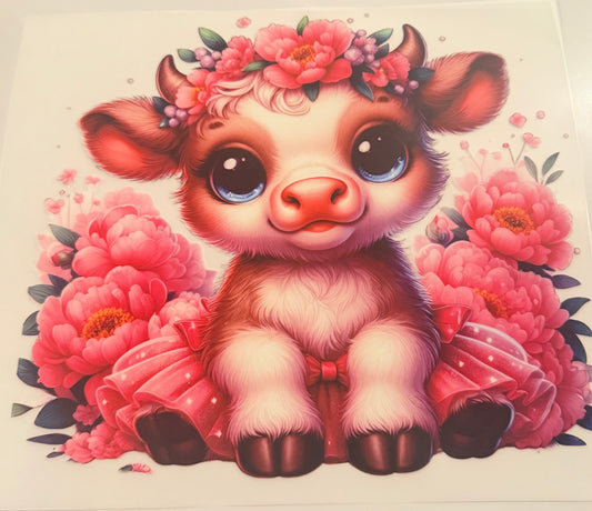 Pink floral cow