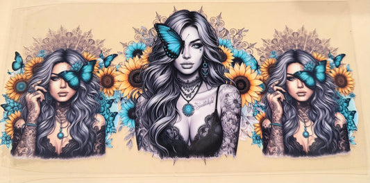 Pretty girl with sunflowers