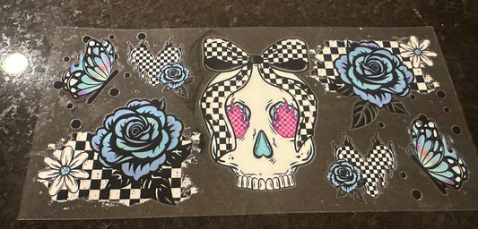 Skull blue roses
