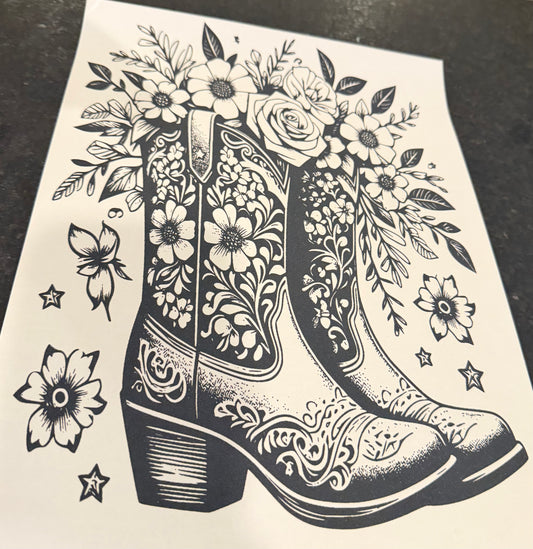 Cowgirl boots with flowers