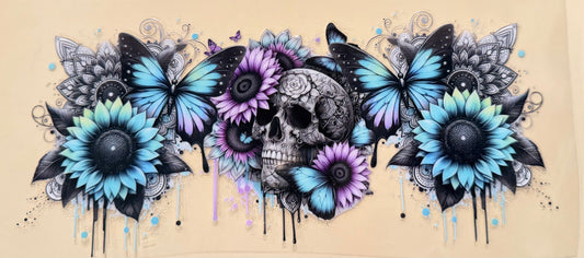 skull and flowers drip