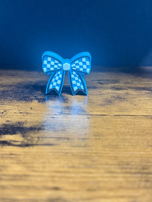 Blue checkered bow