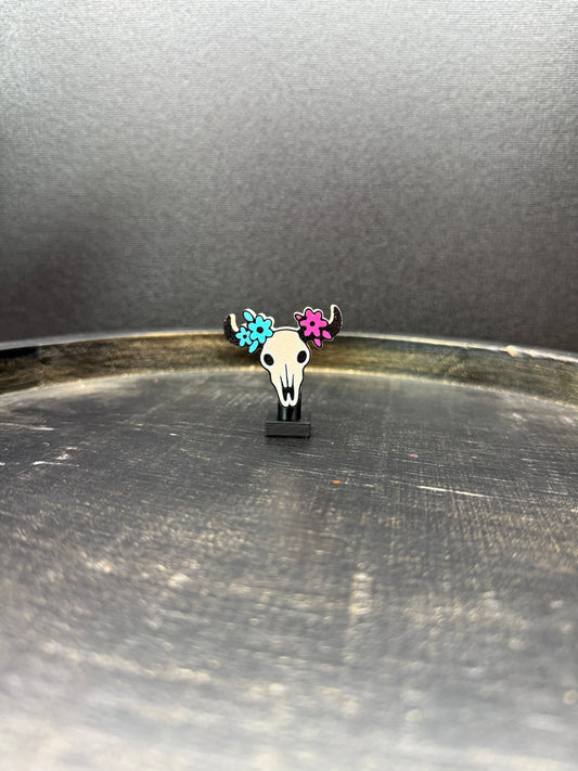 Cow Skull with Flowers Topper