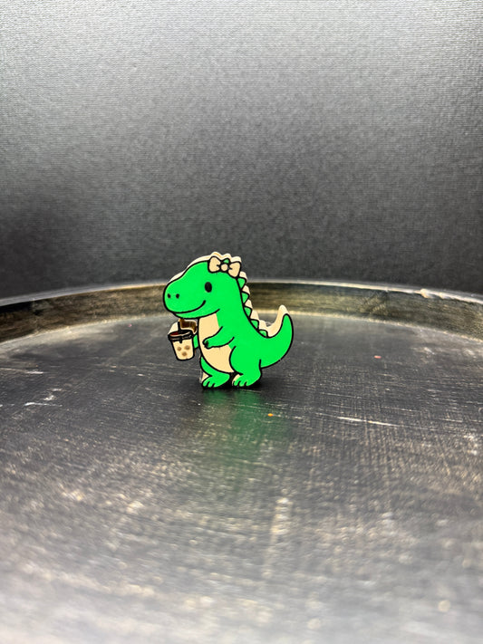Dino with iced coffee Topper