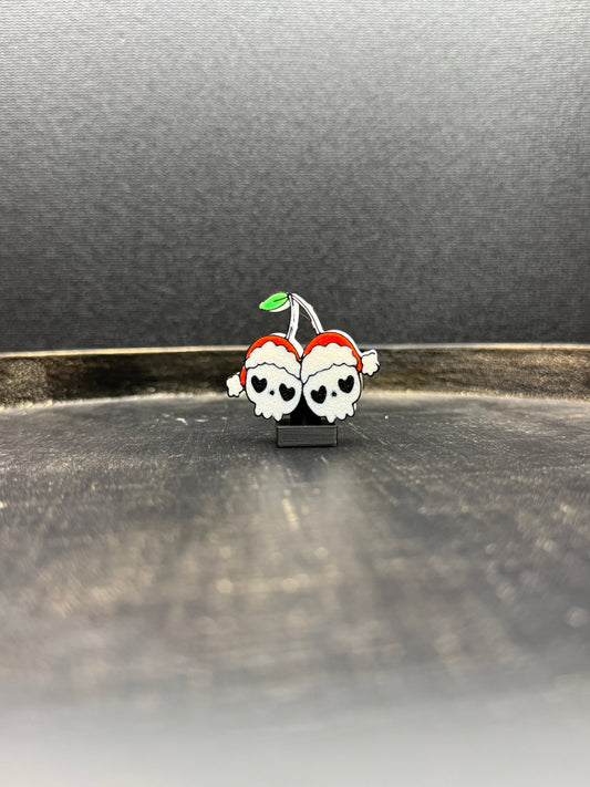 Skull Cherry with Santa Hat Topper