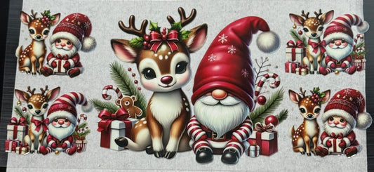 Christmas gnome with baby reindeer wrap