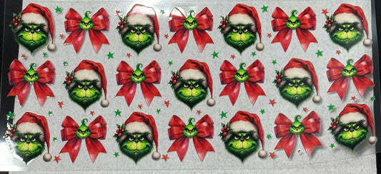 Grinch with bow and baby grinch wrap